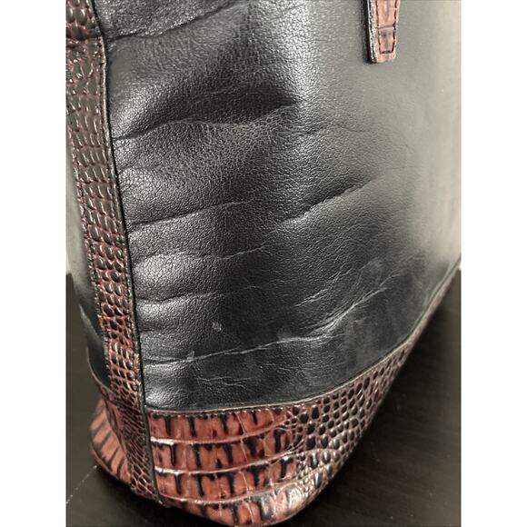 BRAHMIN Asher Black Tuscan Croc Leather Medium Zip Tote Purse Shoulder Bag - Picture 9 of 16